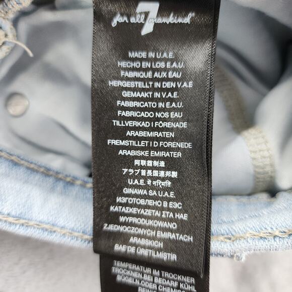 7 For All Mankind Shorts Womens 28 Blue Mid Roll Broken Twill Coco Prive Stretch - Picture 8 of 15